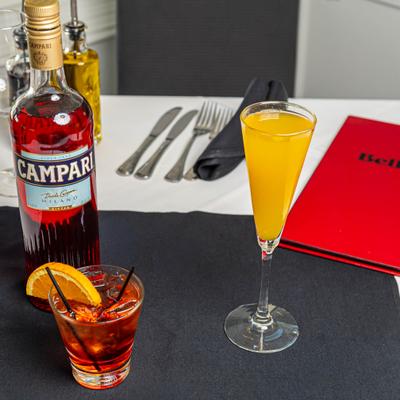 Mimosa and Campari cocktails.
