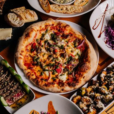 Meatball Pie and Assorted Small Plates.