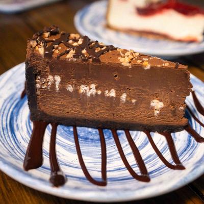 Chocolate Toffee Mousse Cake with Kahlua.
