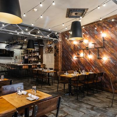 The interior of the restaurant.