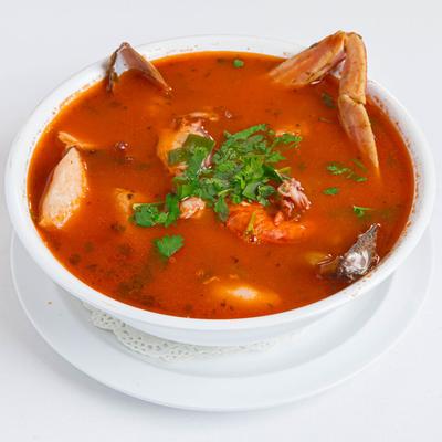 Tomato and seafood soup.