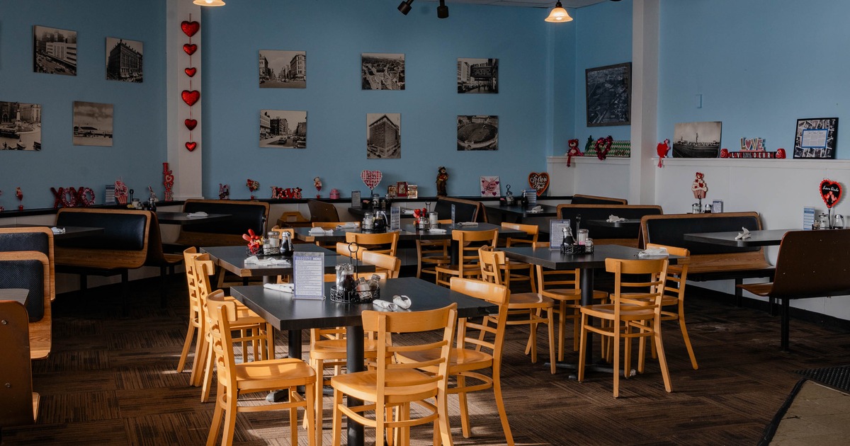 Interior, tables ready for guests