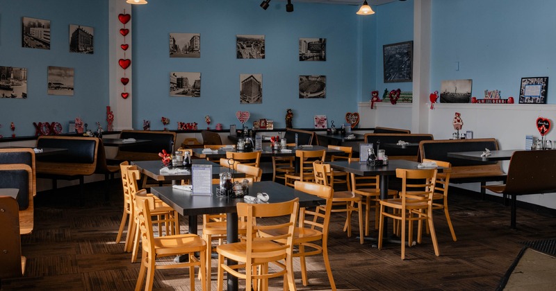 Interior, tables ready for guests