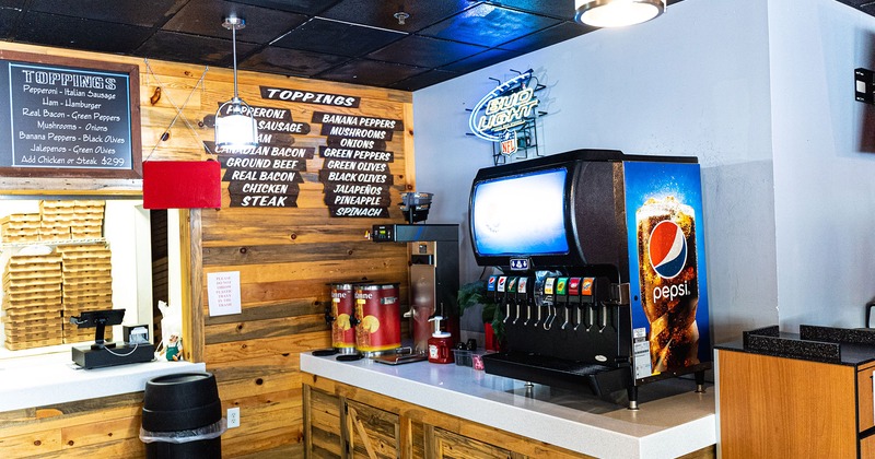 Interior, soda dispenser machine