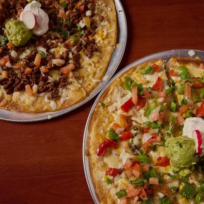 Two pizzas, top view