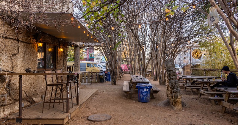 Wide view of outdoor seating area
