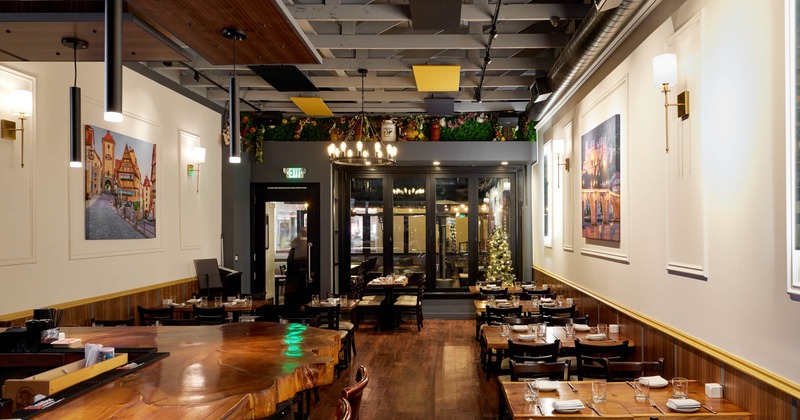 Interior, tables and chairs