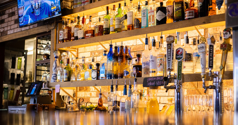Back bar, shelves with spirits