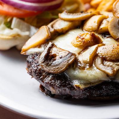 Mushroom Swiss Burger.