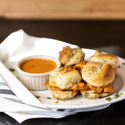 Chicken Vodka Sliders, served