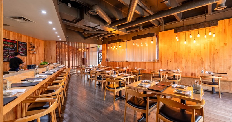 Interior, wide view, dining area