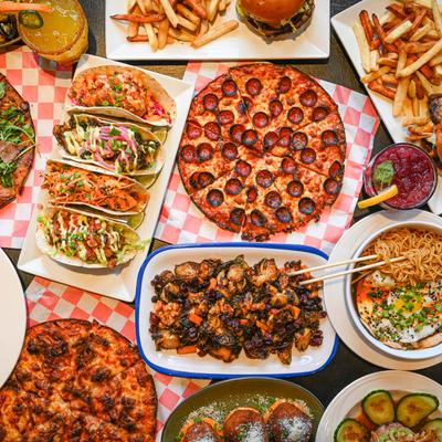 Assorted food dishes.