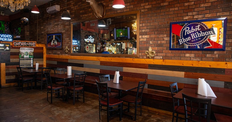 Interior, tables and chairs ready for guests