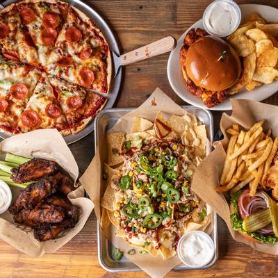 Different dishes displayed, top view