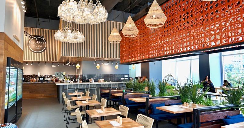 Interior, tables ready for guests