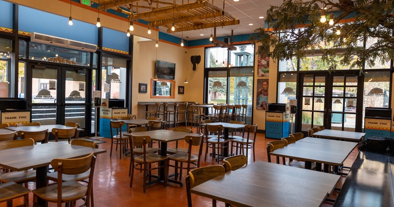 Interior, dining area with decorations