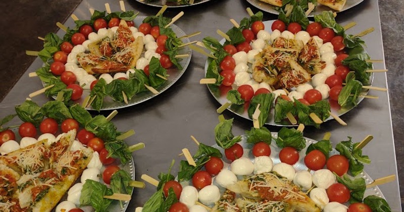 Trays with caprese bites