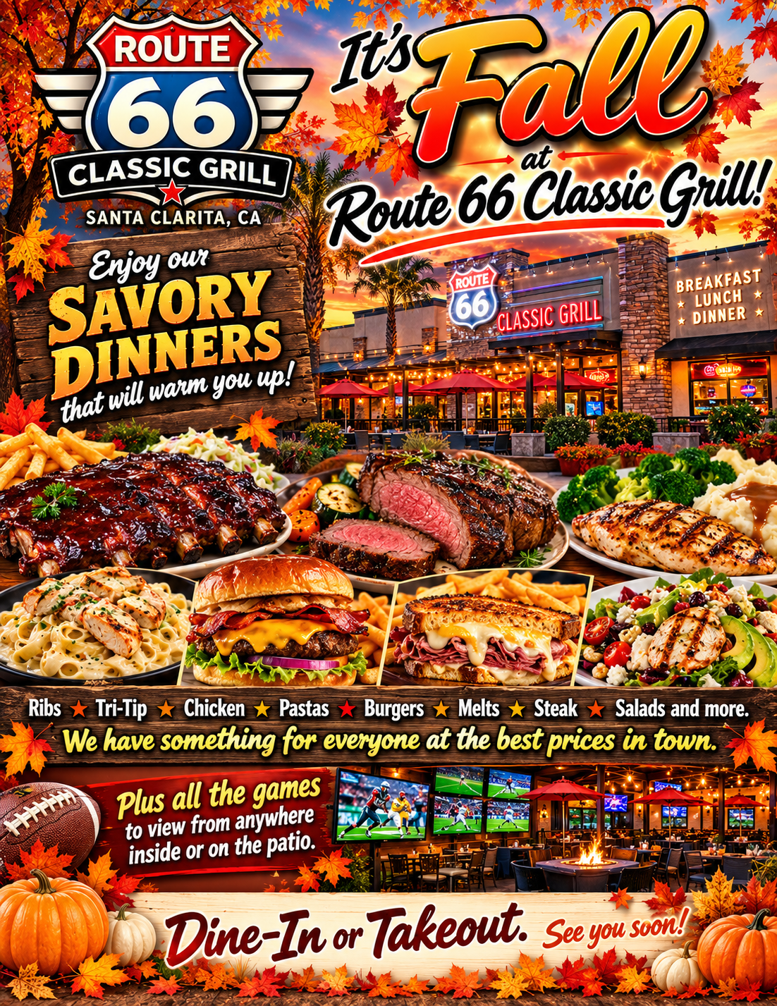 Enjoy the fall with savory dinners at Route 66 Classic Grill