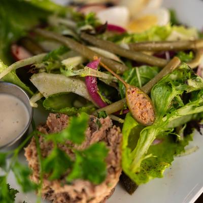 Tuna salad, close up.