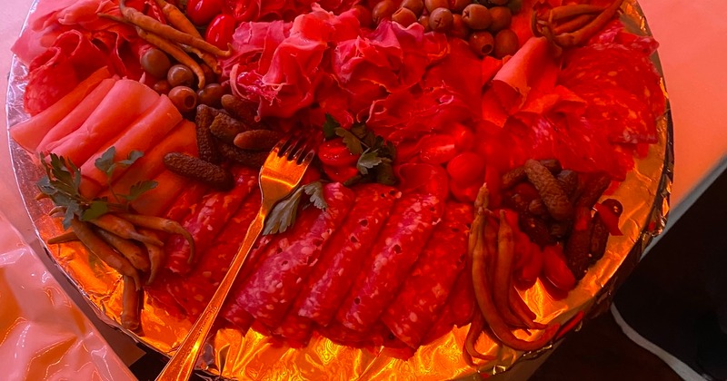 Inside space, orange decorations