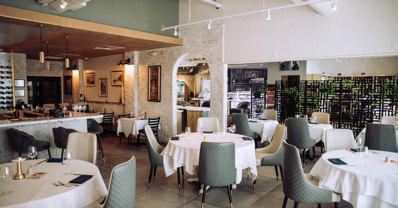 Interior, tables and chairs