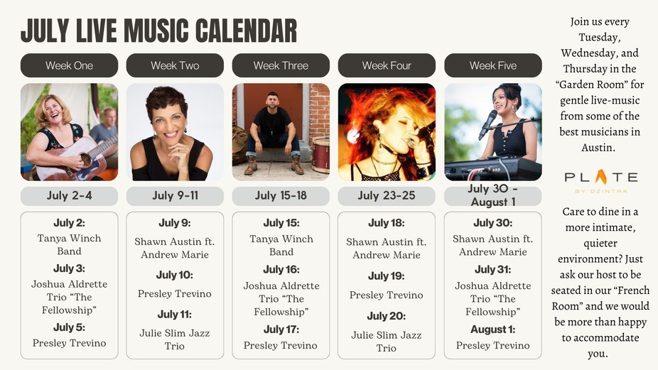 July Live Music Calendar event photo