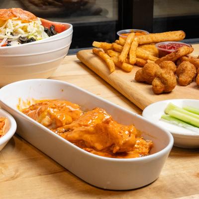 Assorted food dishes on a table.