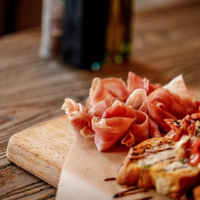 Bruschetta and prosciutto.