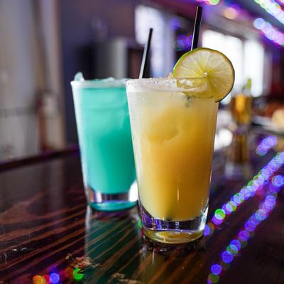 Blue Lagoon and Screwdriver cocktail