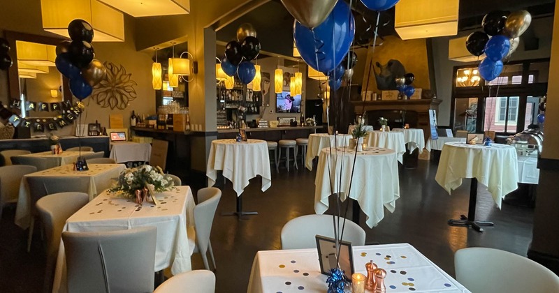 Interior, tables ready for guests