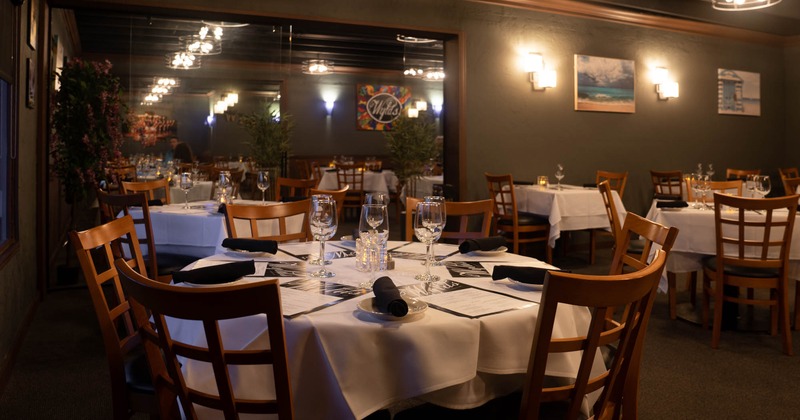 Dining area with tables ready for guests