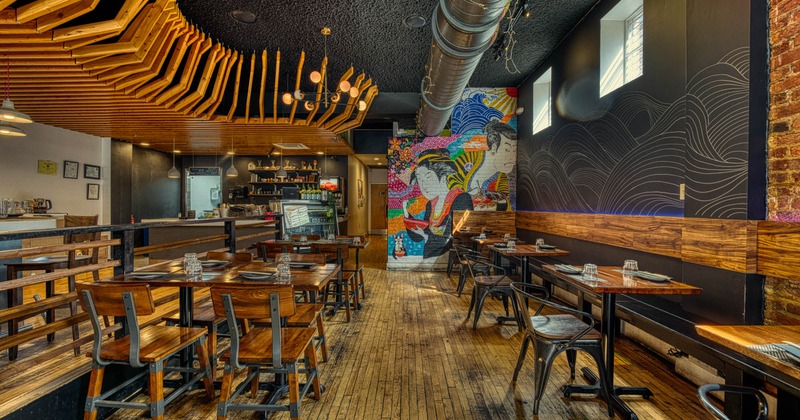 Interior, wide view of dining area