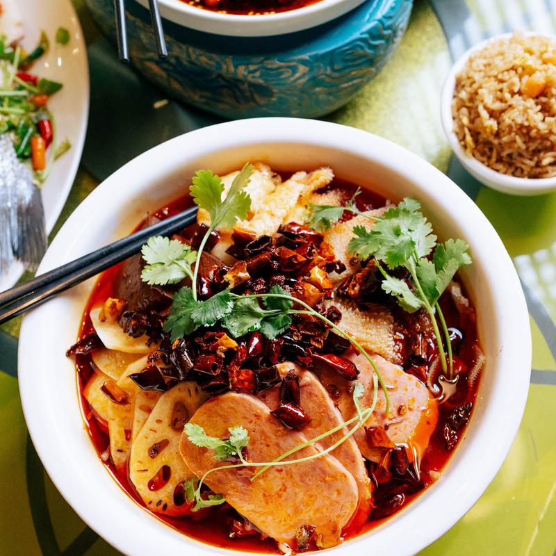 Pork Blood with Tofu, Intestine, Fish Fillet & Beef triple photo