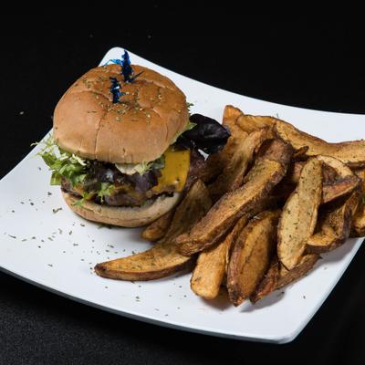 Cheeseburger and fries.