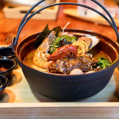 Spicy seafood ramen.