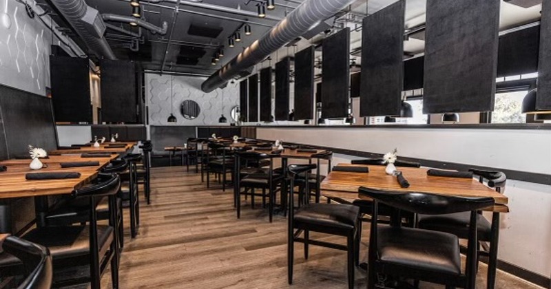 Interior, dining area, tables and chairs