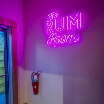Interior, neon light sign.