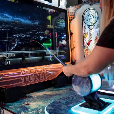 Fishing arcade game.