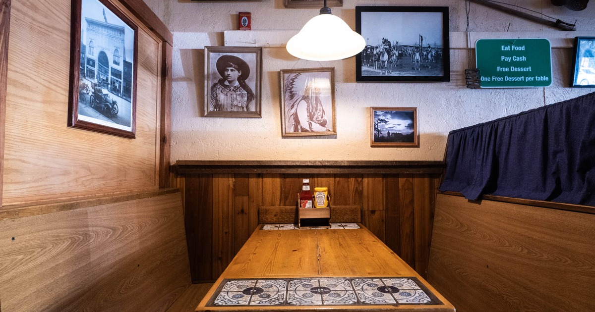 Interior, table and wooden bench