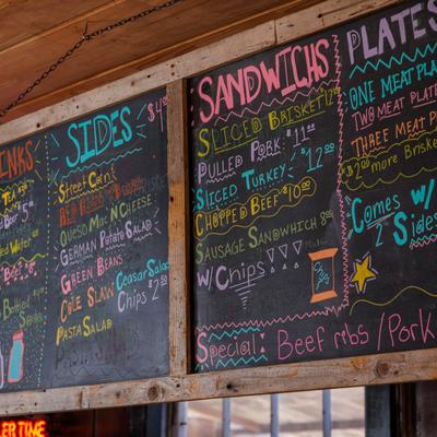 Interior, menu chalk board.