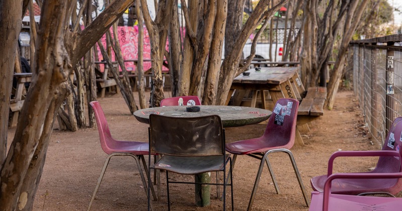 Outdoor seating, tables and chairs