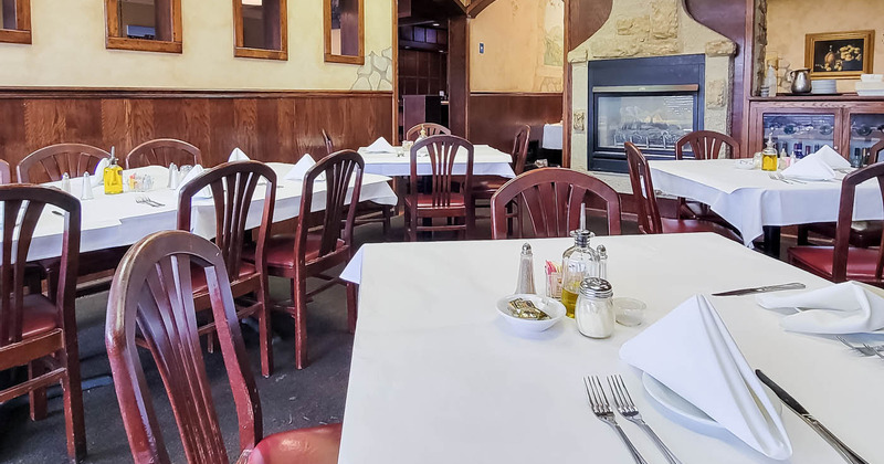 Interior, tables ready for guests