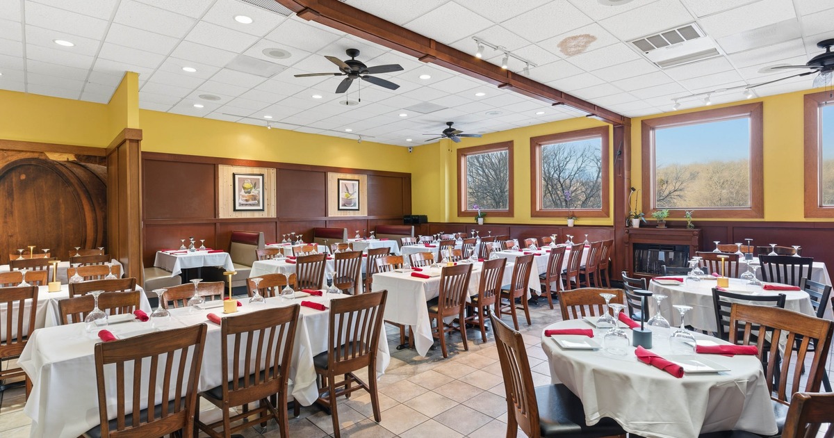 Interior, tables and chairs ready for guests