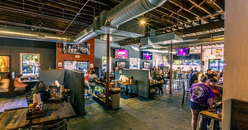 Interior, seating and front desk