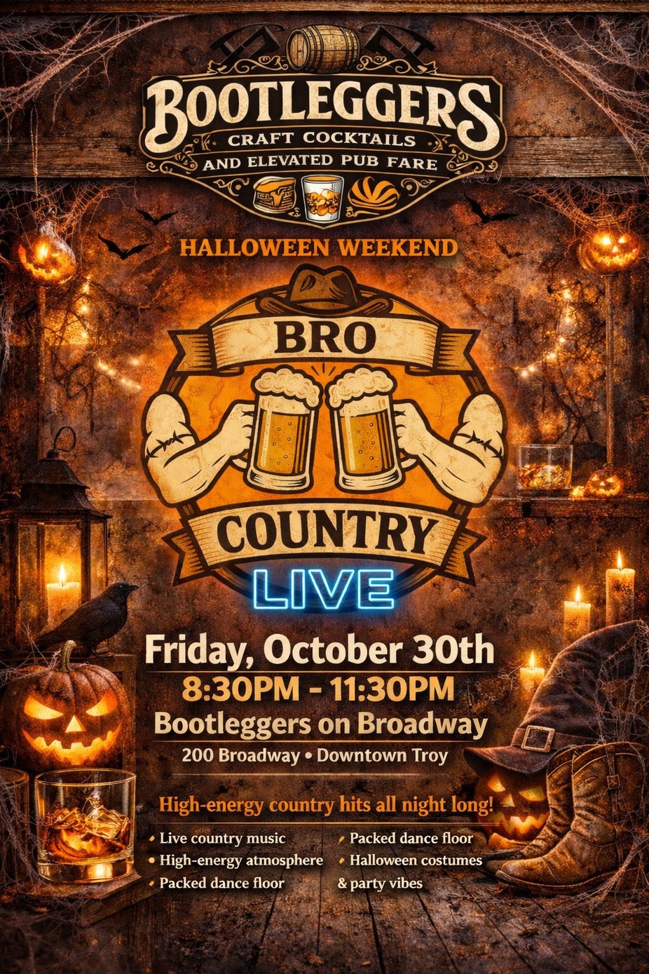 🤠🎃 BRO COUNTRY HALLOWEEN WEEKEND @ BOOTLEGGERS 🎃🤠 event photo