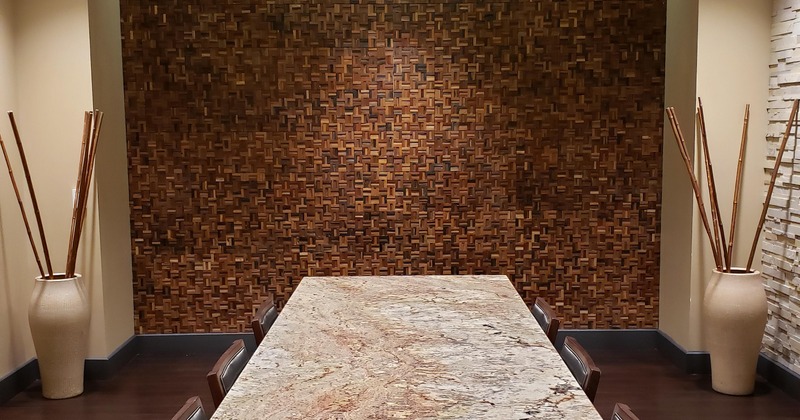 Zenshin Asian Restaurant interior long table and chairs