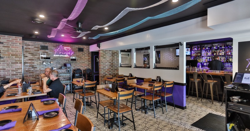 Diner area, tables and chairs