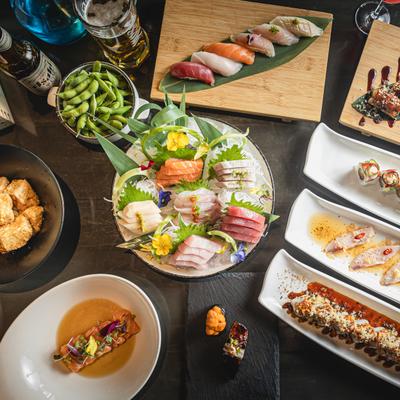 Food on the table, top view.