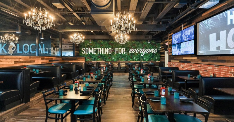 Interior, dining area, tables ready for guests