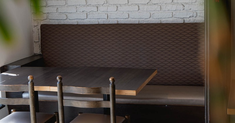 Interior, dining area with tables and chairs